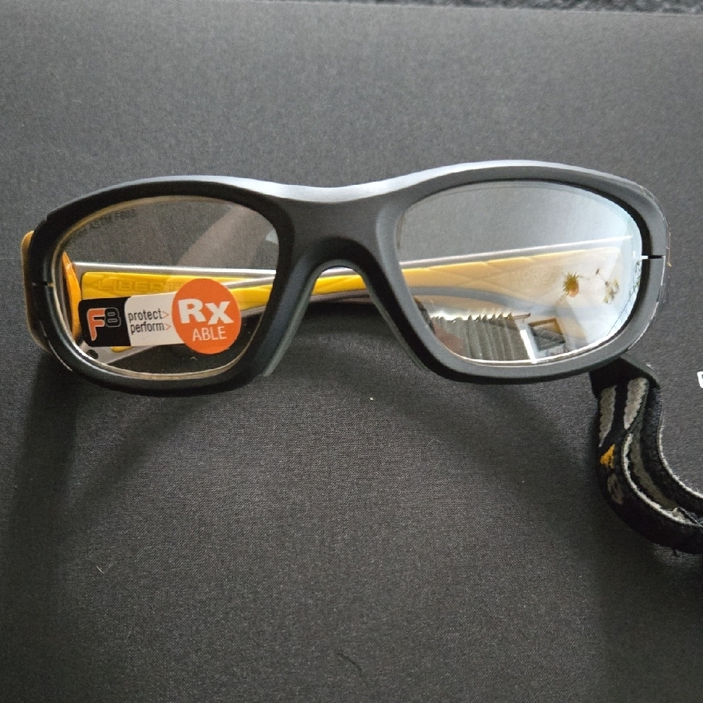 Black and Yellow Sporty Wraparound Glasses